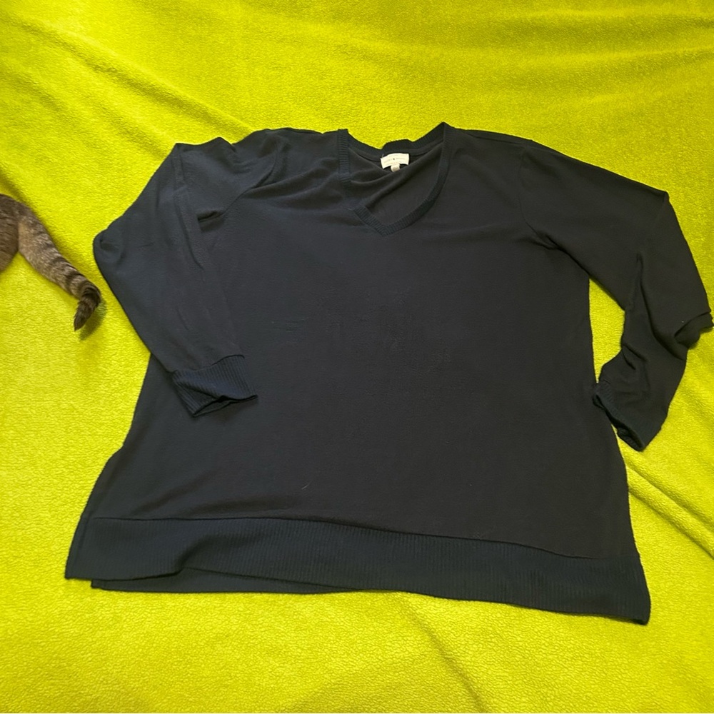 Women's Lucky Brand Navy Blue V-Neck Top